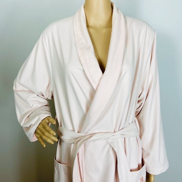 Spa Ojai Luxury Bath Robe Terry Cloth Lined w/ Pockets Blush Pink Sz S - Picture 2 of 14